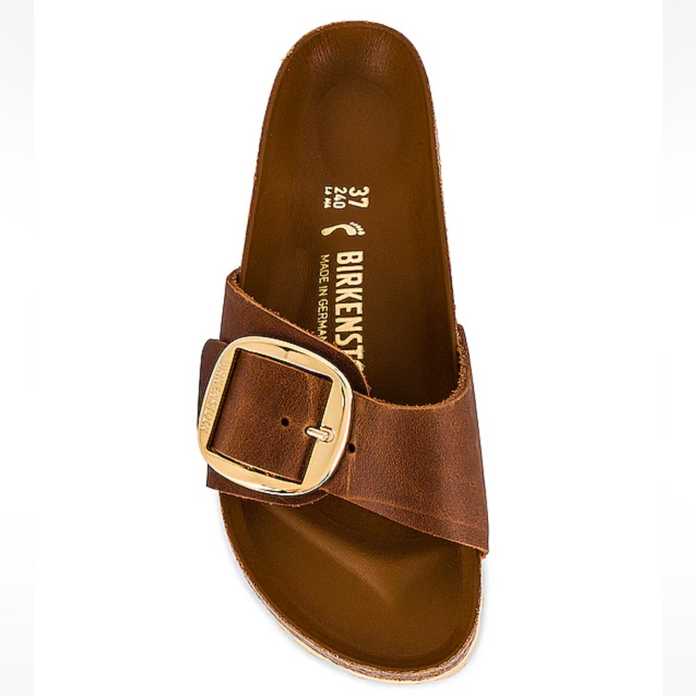 Birkenstock Brown Sandals with Gold Buckle